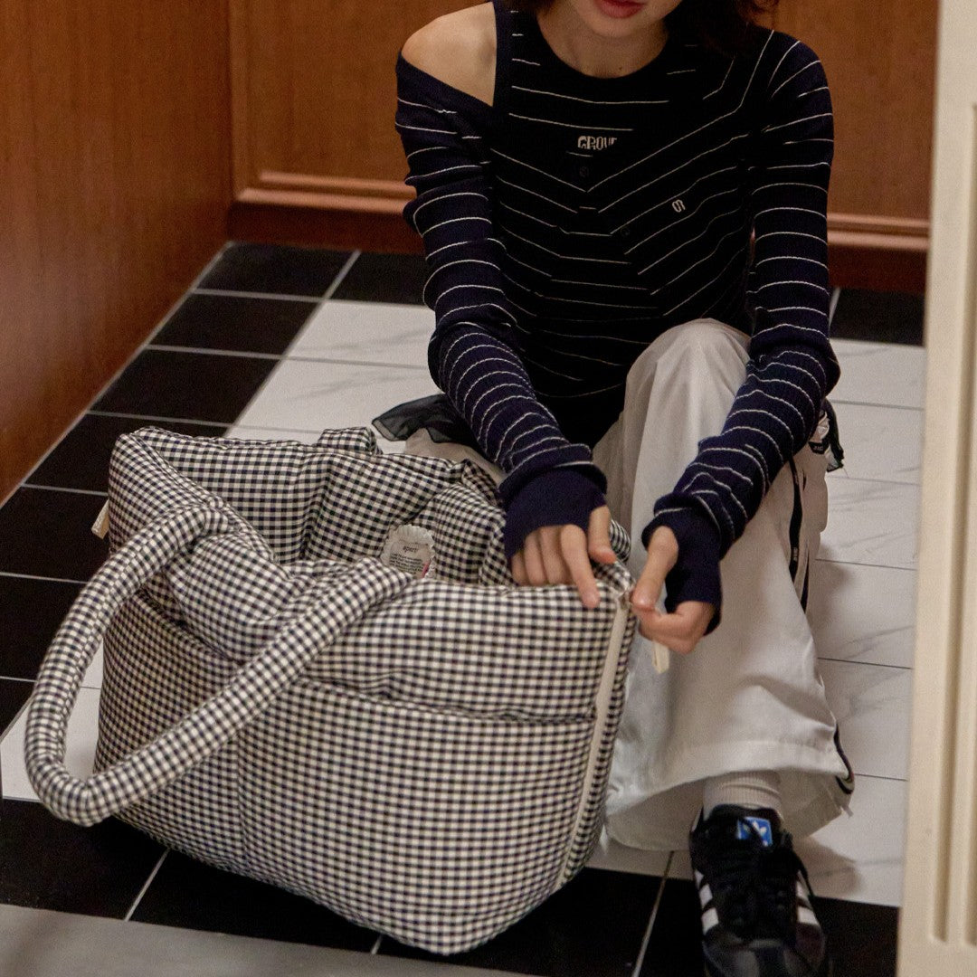 【予約】wide bag - plaid black