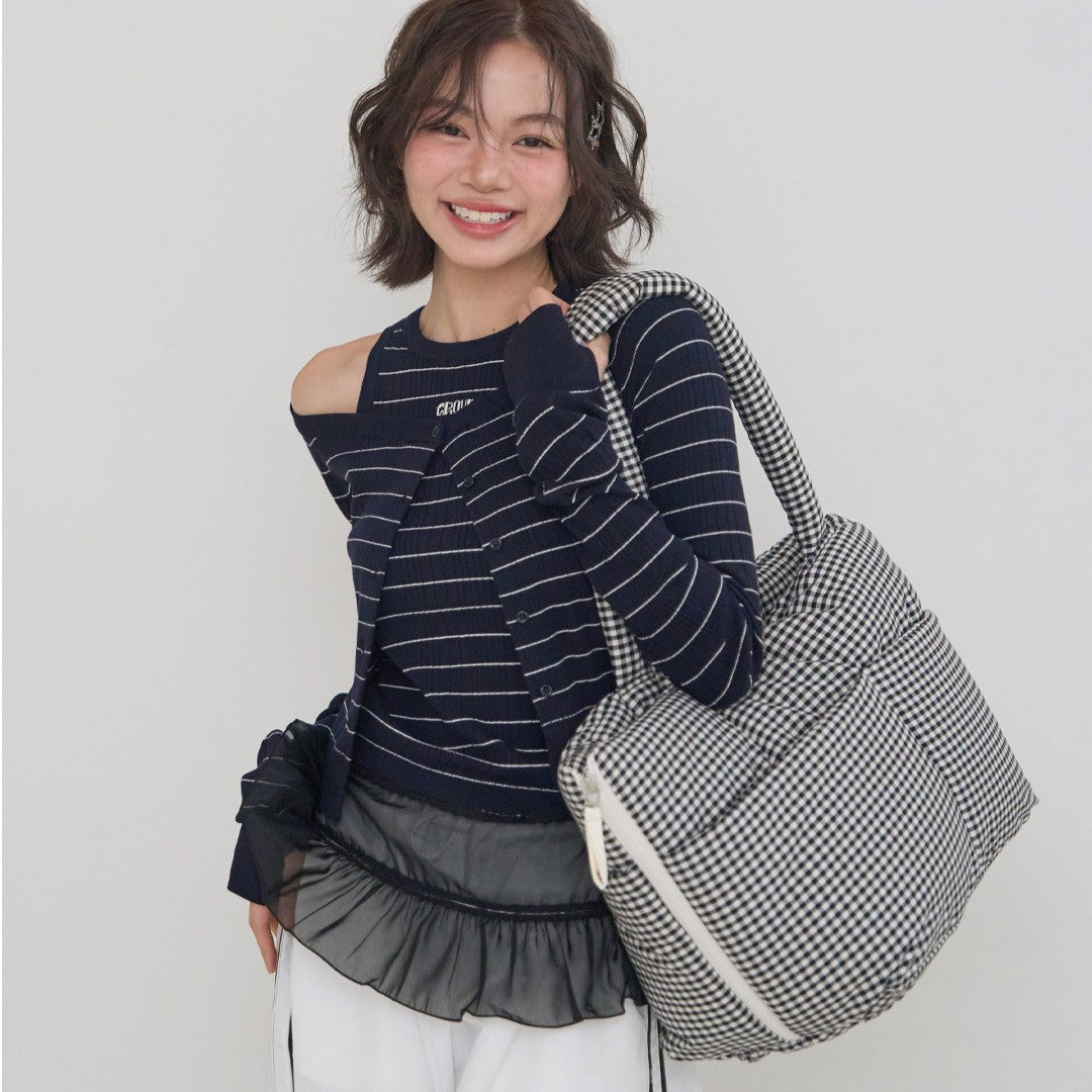 【予約】wide bag - plaid black
