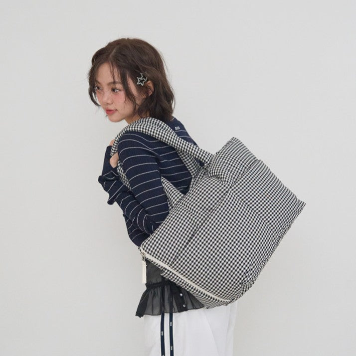 【予約】wide bag - plaid black