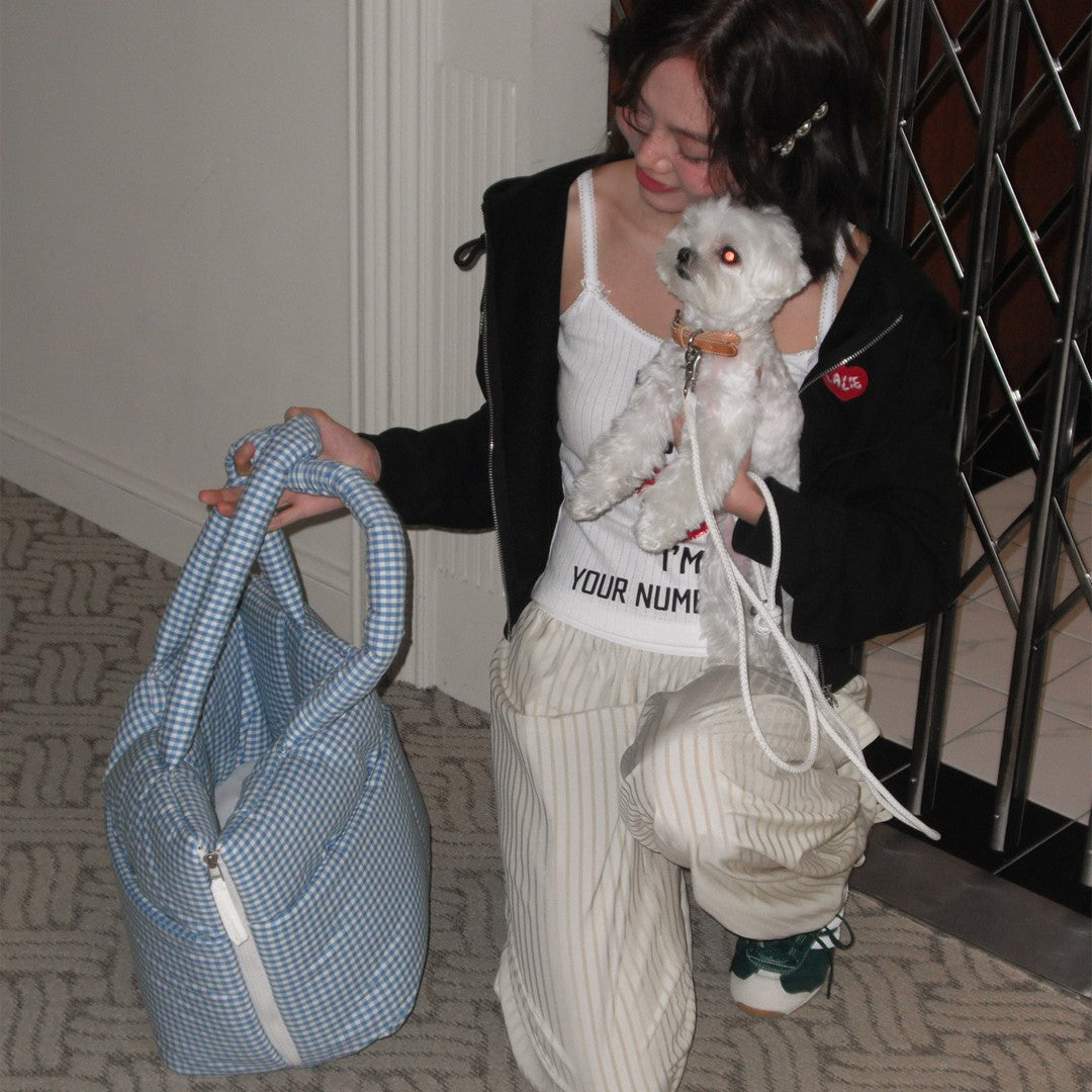 【予約】wide bag - plaid blue