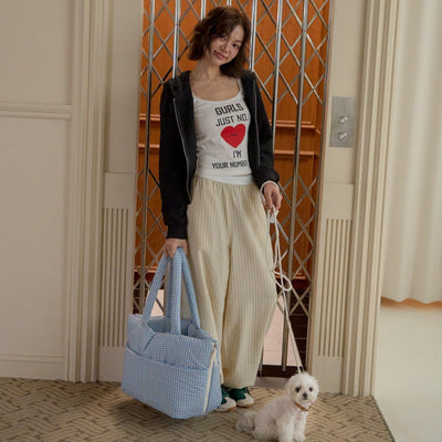 【予約】wide bag - plaid blue