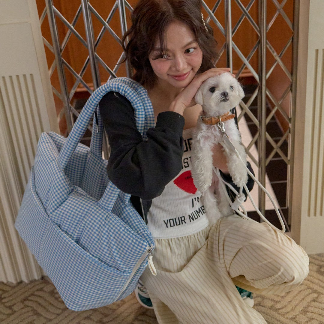 【予約】wide bag - plaid blue