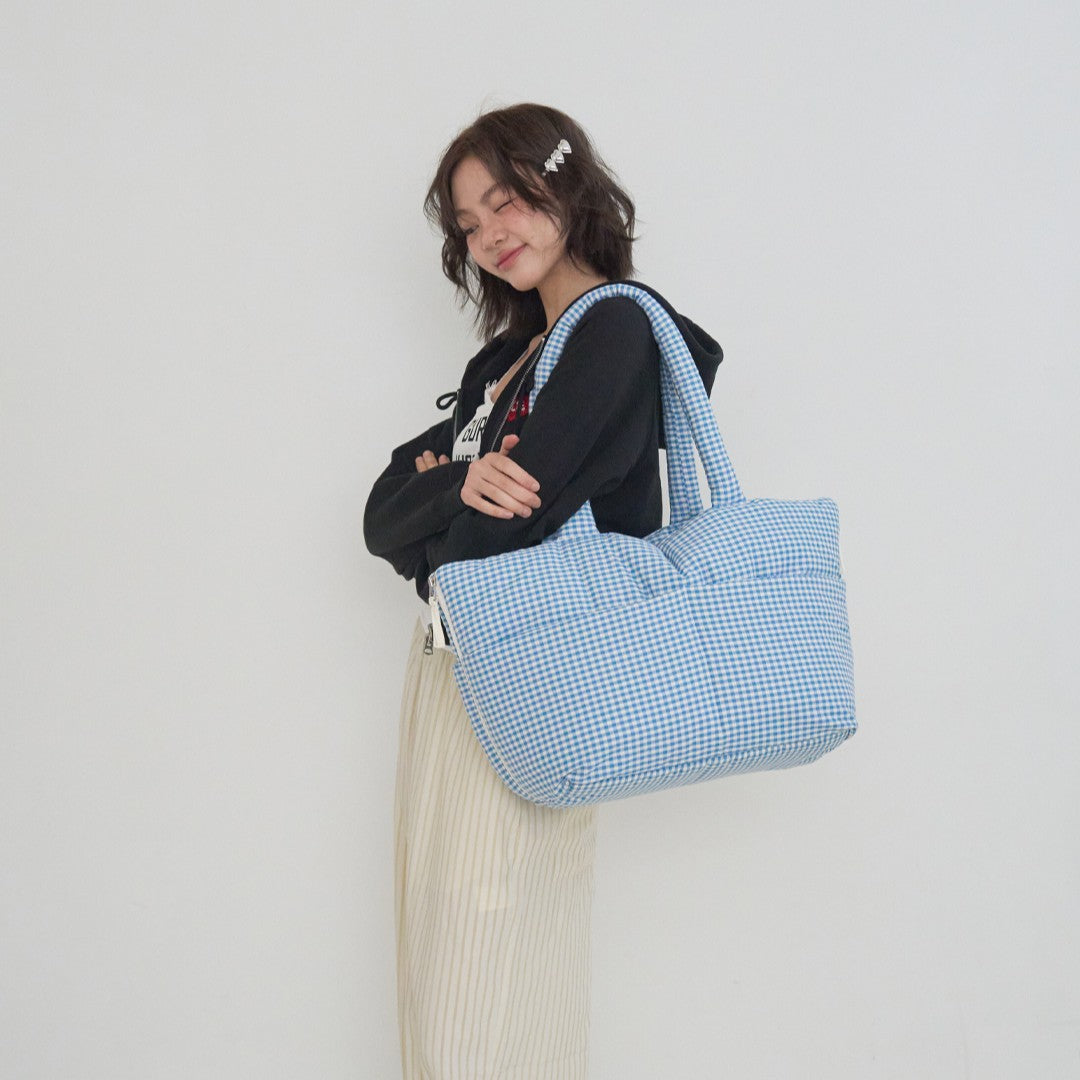 【予約】wide bag - plaid blue