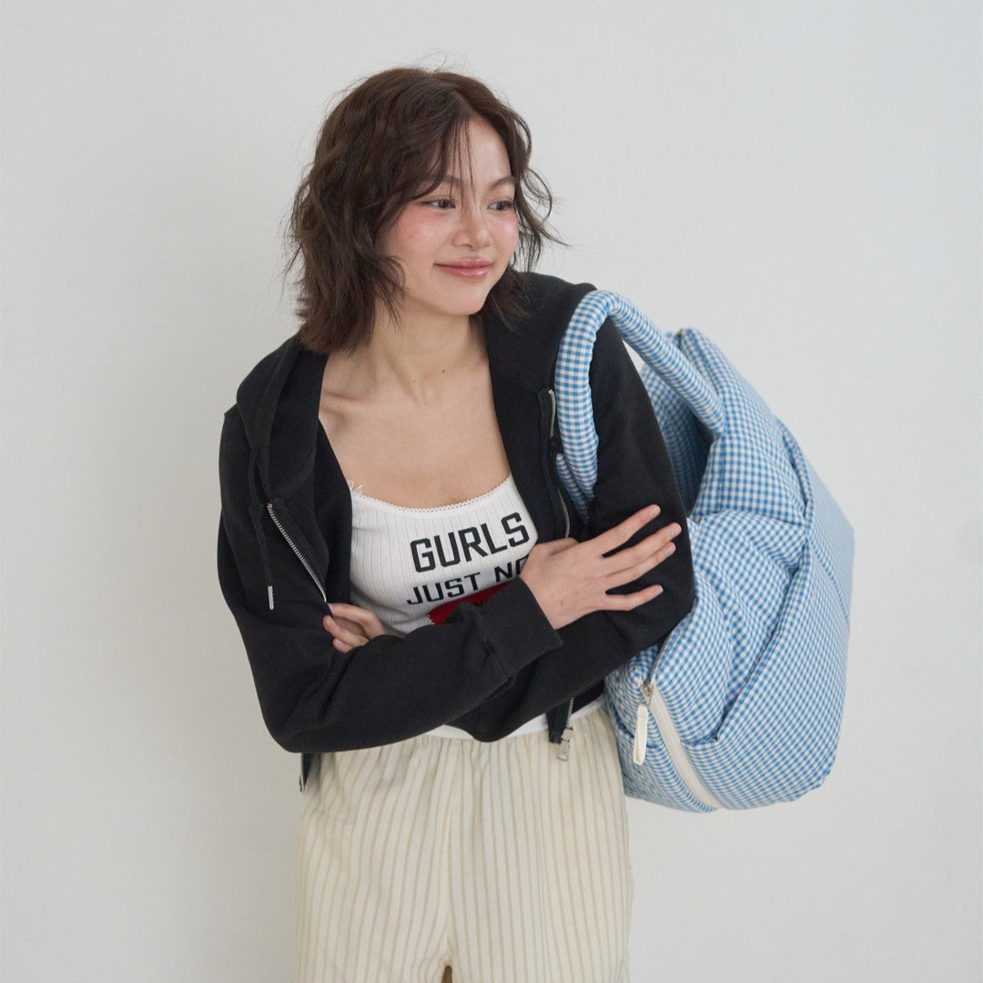 【予約】wide bag - plaid blue