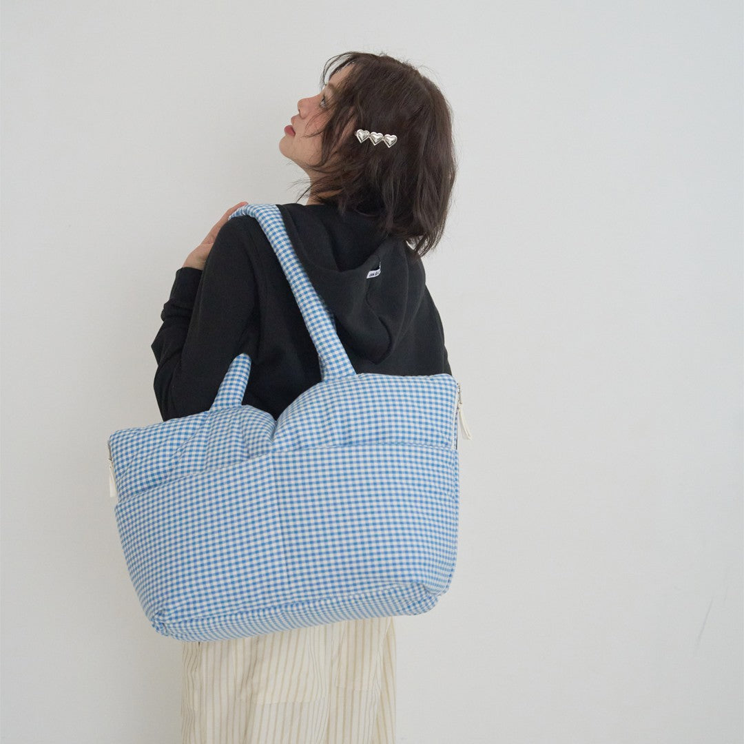 【予約】wide bag - plaid blue