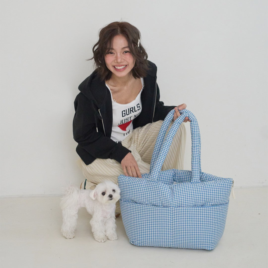 【予約】wide bag - plaid blue