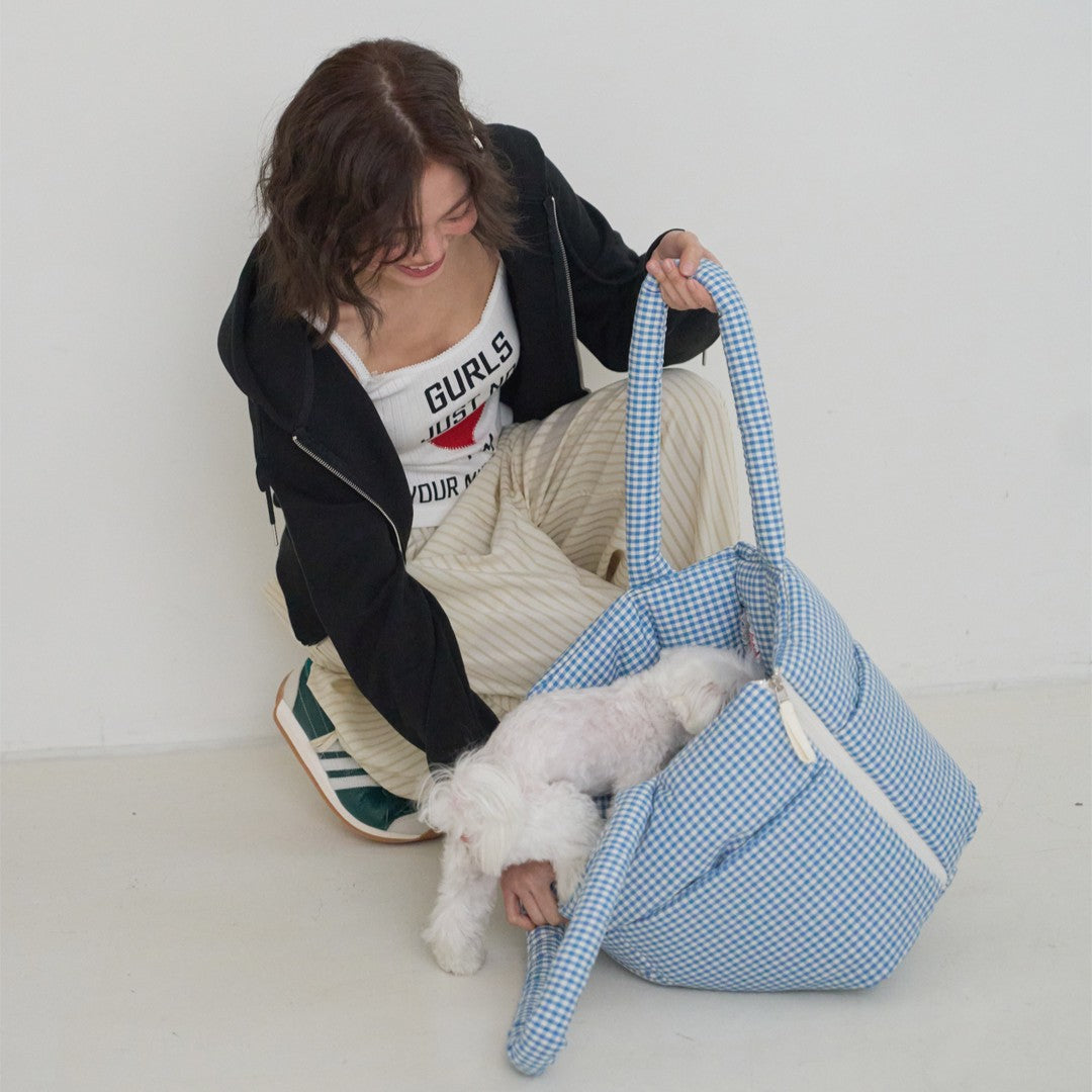 【予約】wide bag - plaid blue