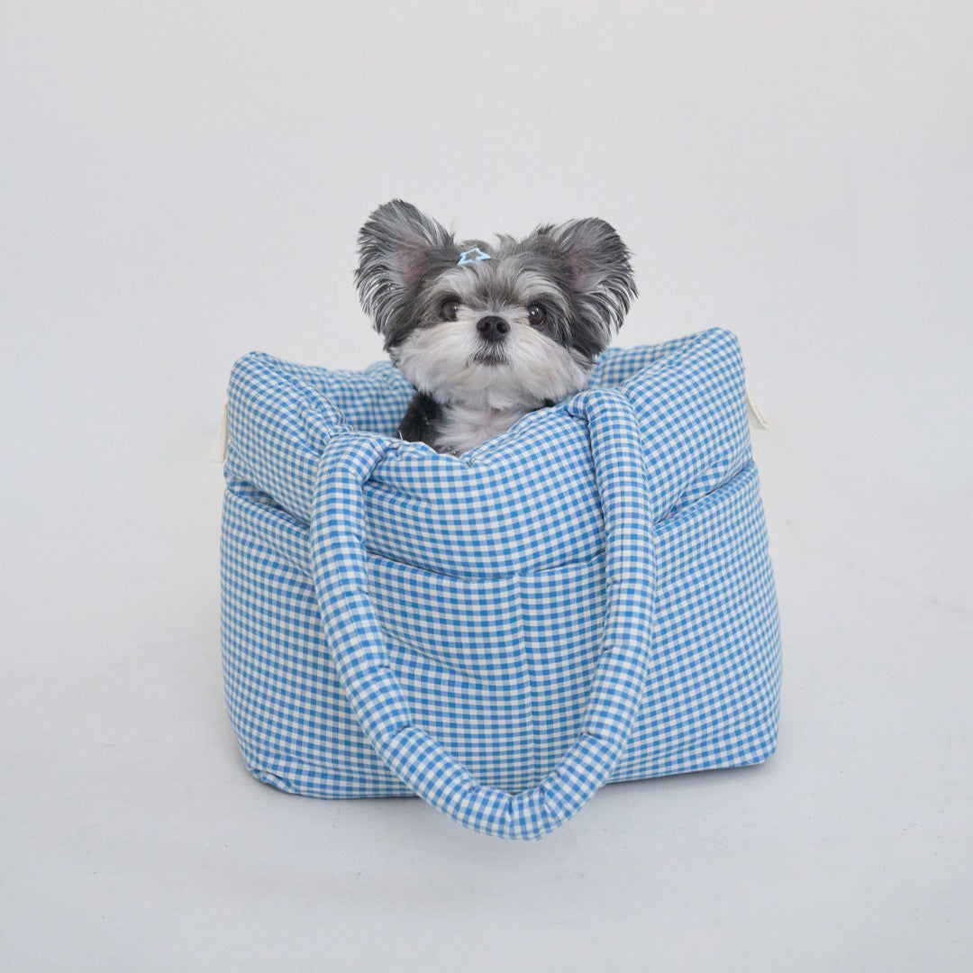 【予約】wide bag - plaid blue
