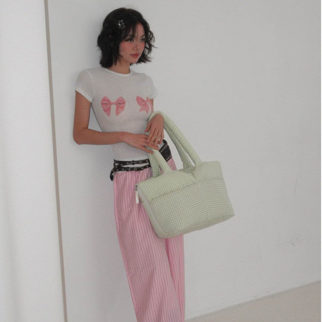 【予約】wide bag - plaid green