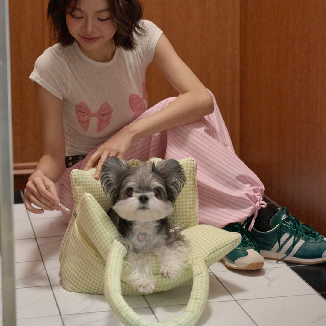 【予約】wide bag - plaid green