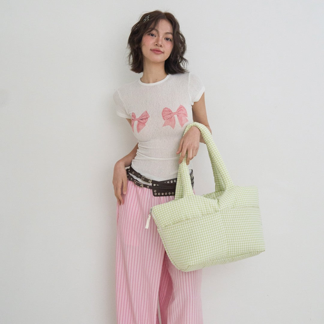 【予約】wide bag - plaid green