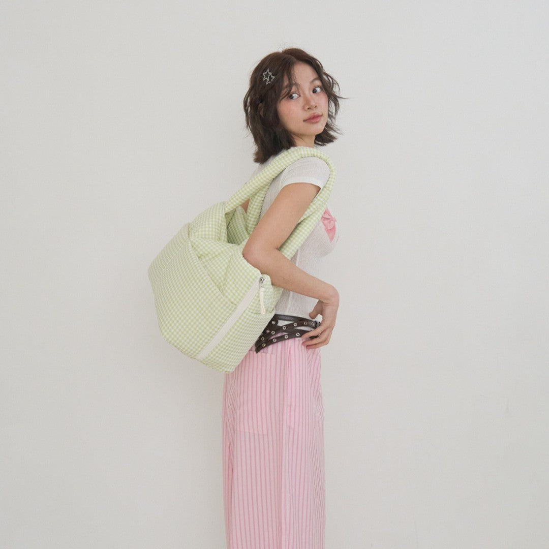 【予約】wide bag - plaid green