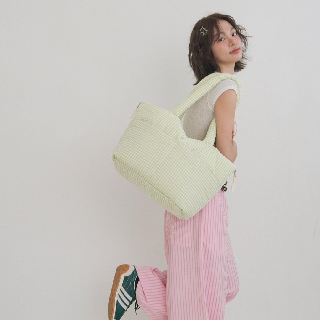【予約】wide bag - plaid green