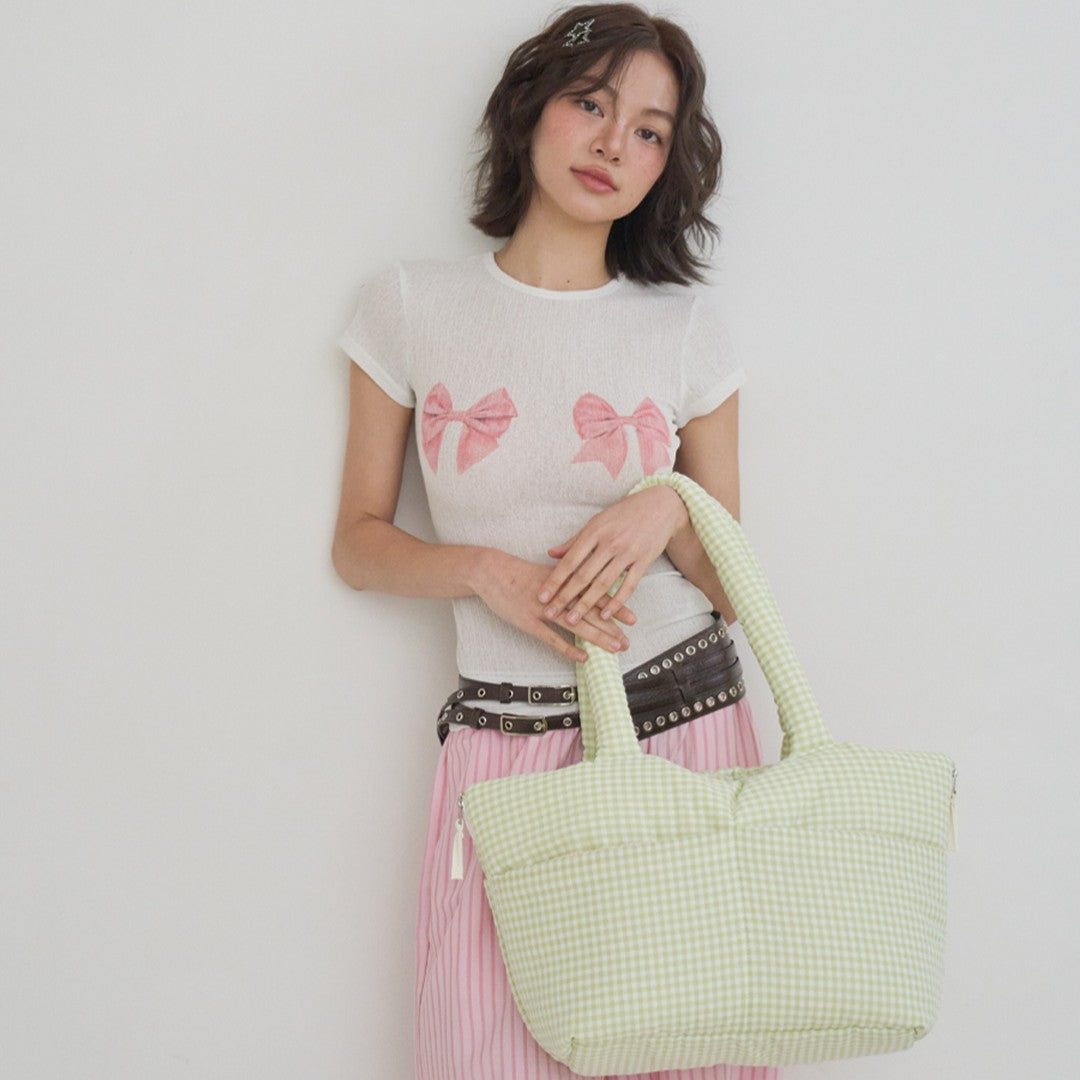 【予約】wide bag - plaid green