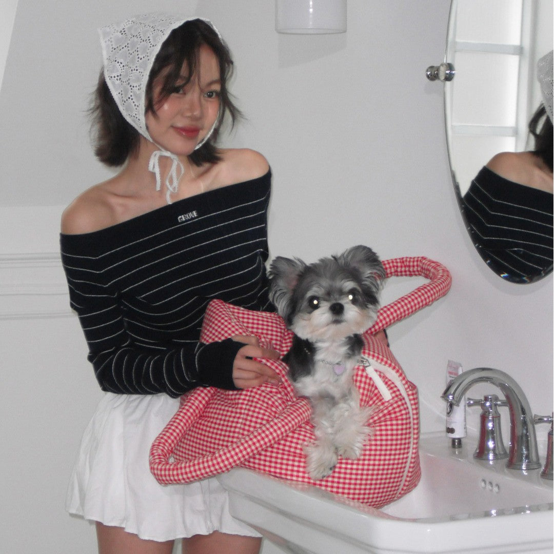 【予約】wide bag - plaid red
