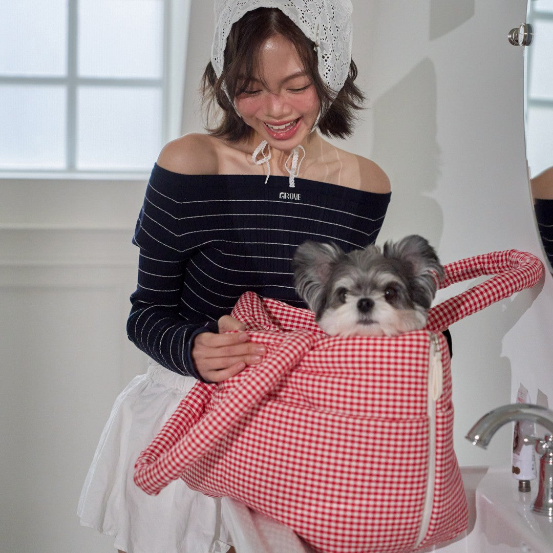 【予約】wide bag - plaid red