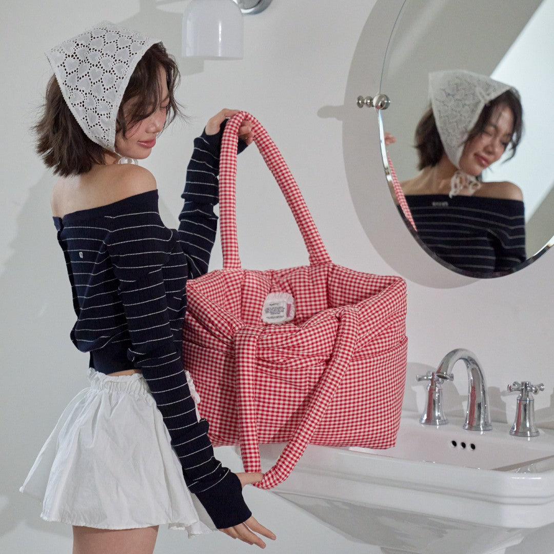 【予約】wide bag - plaid red