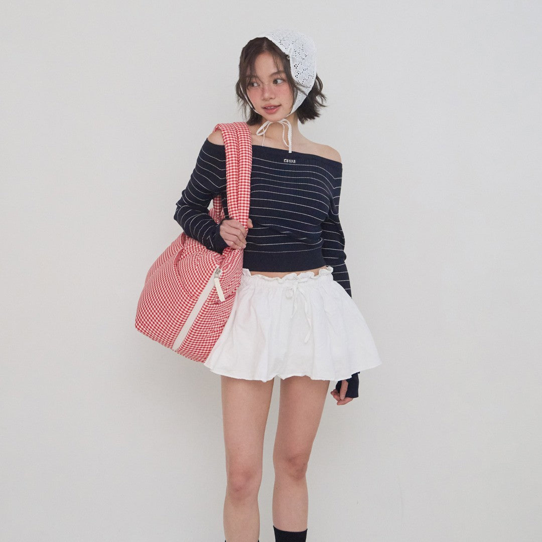 【予約】wide bag - plaid red
