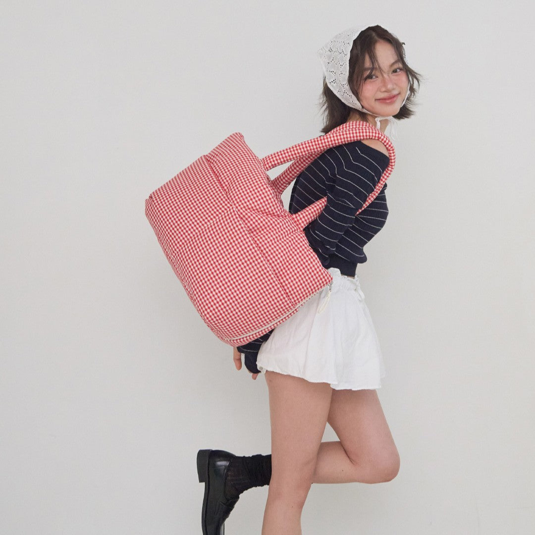【予約】wide bag - plaid red