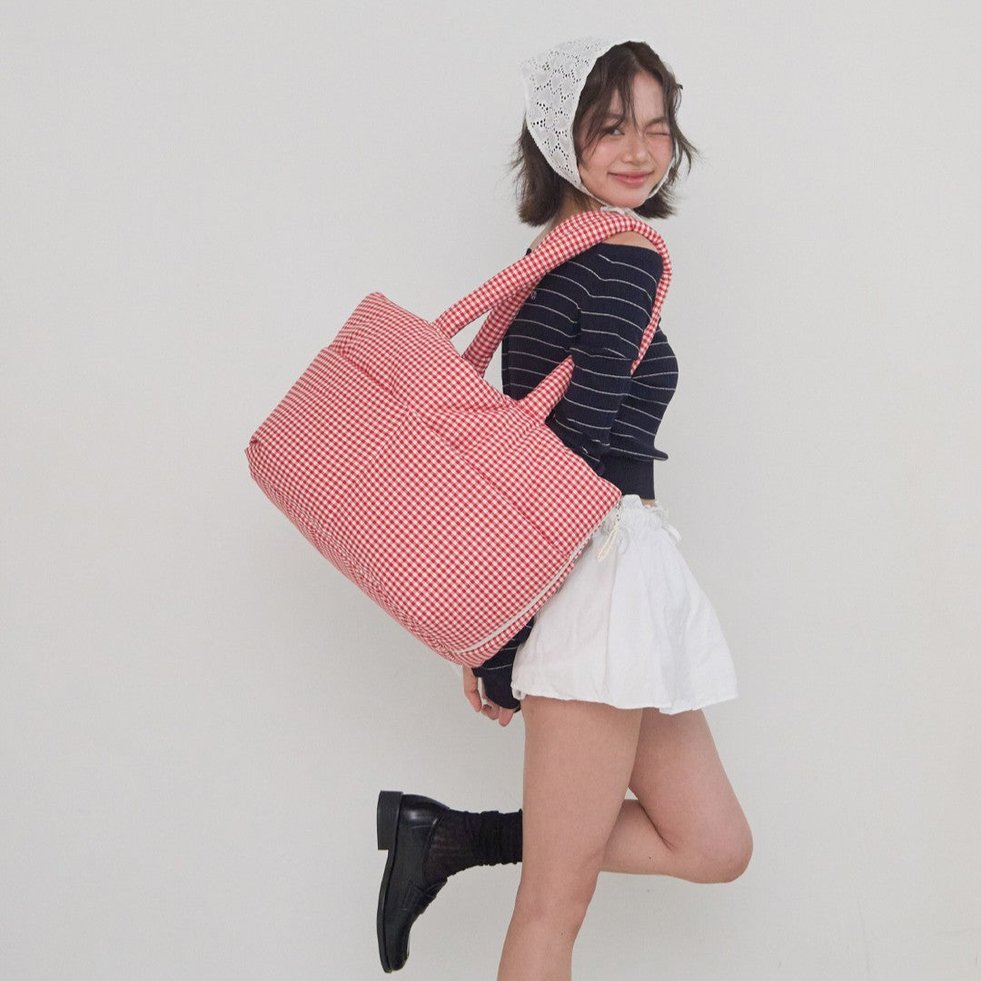 【予約】wide bag - plaid red