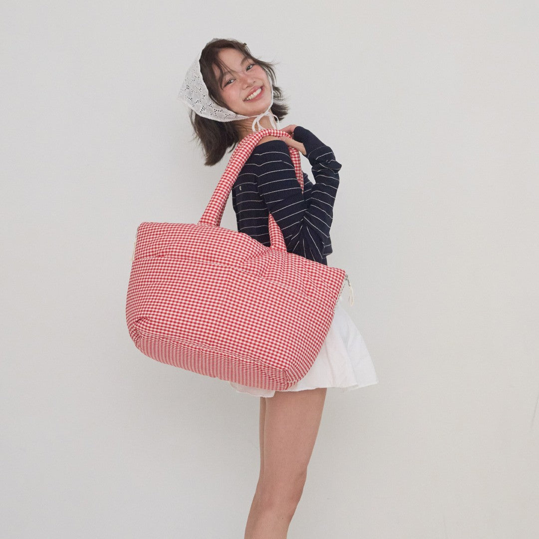 【予約】wide bag - plaid red