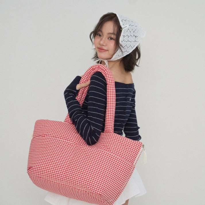 【予約】wide bag - plaid red