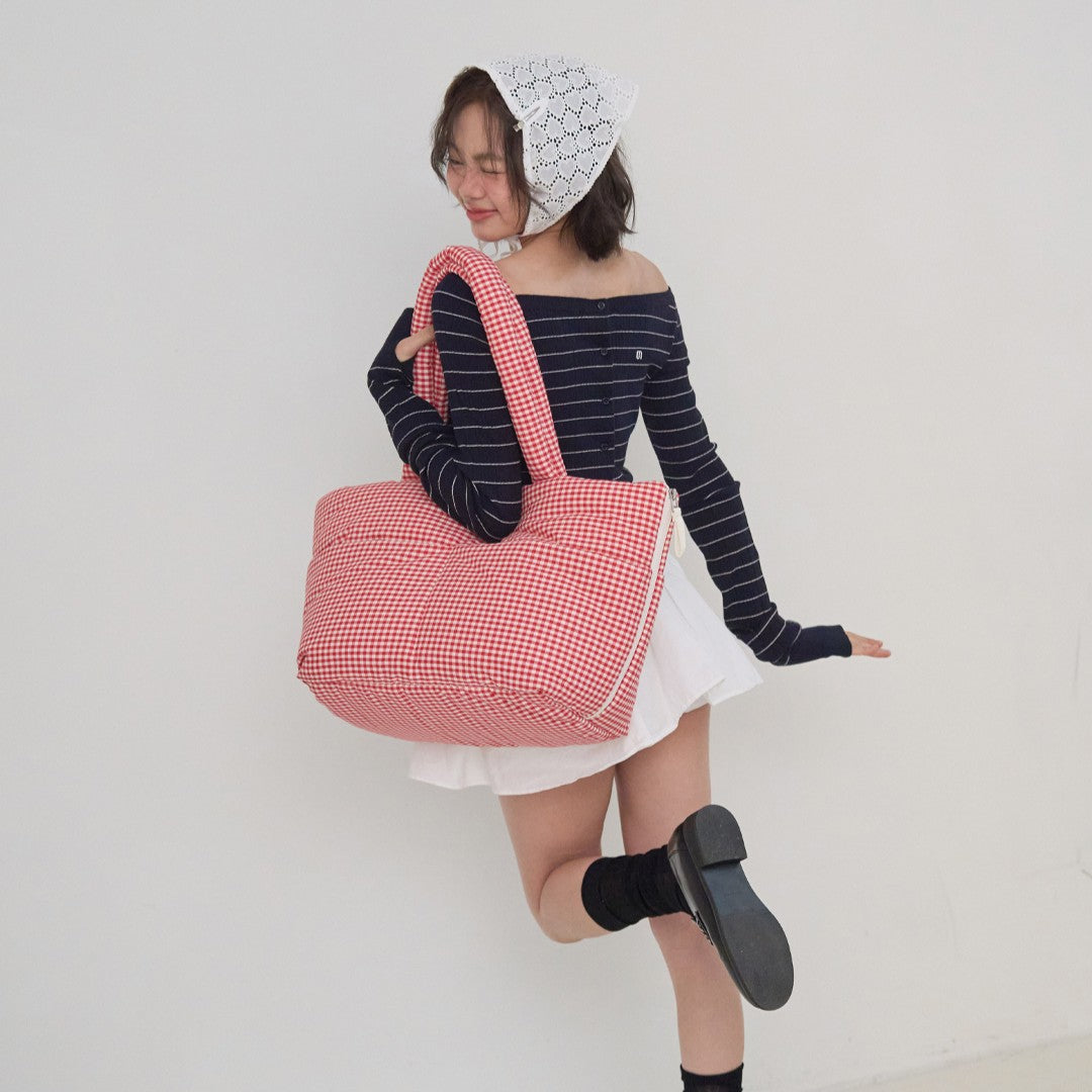 【予約】wide bag - plaid red