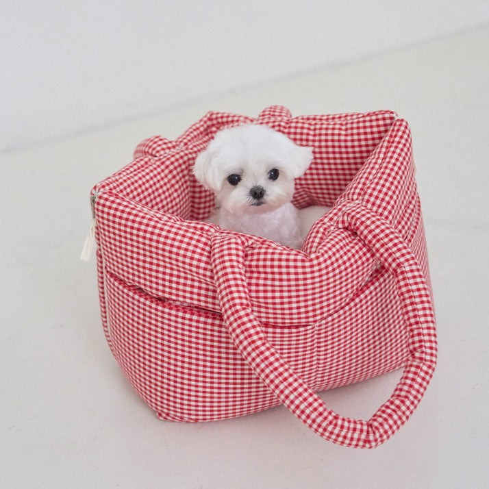 【予約】wide bag - plaid red
