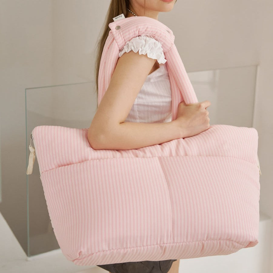 【予約】wide bag - stripe pink