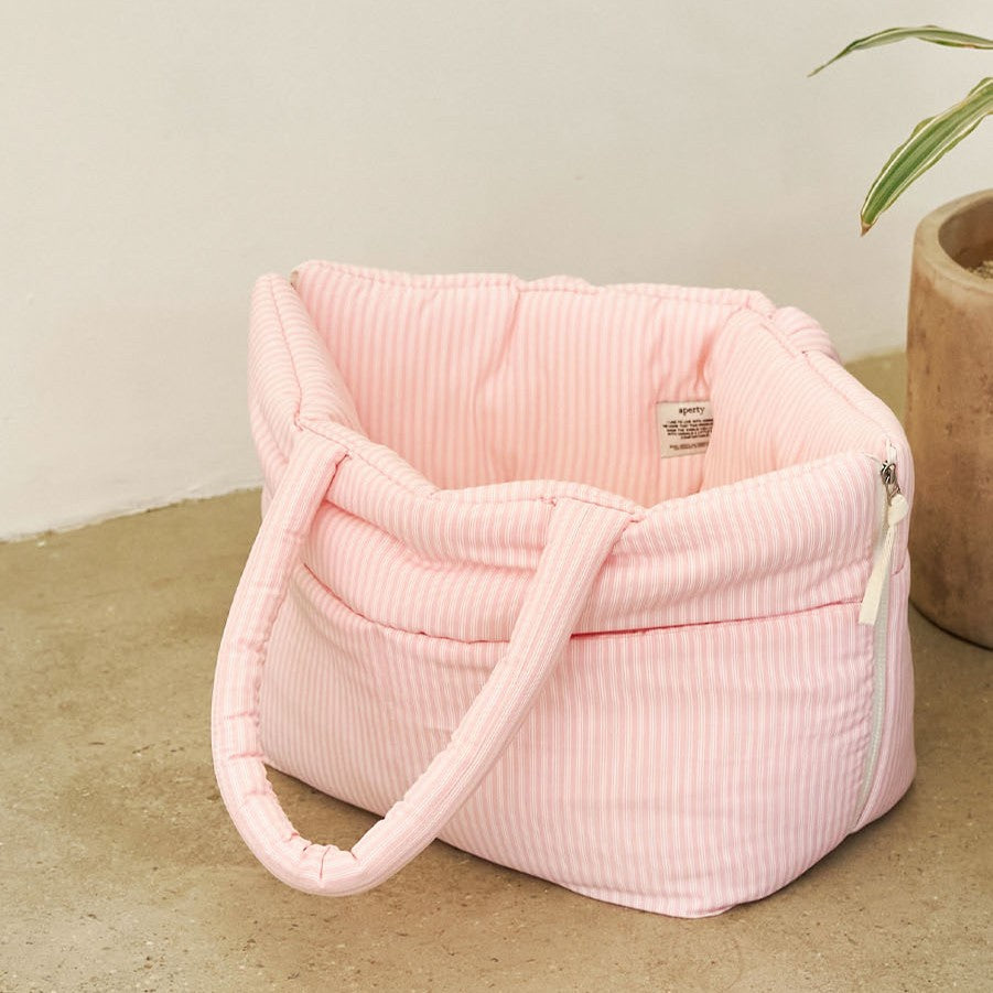 【予約】wide bag - stripe pink