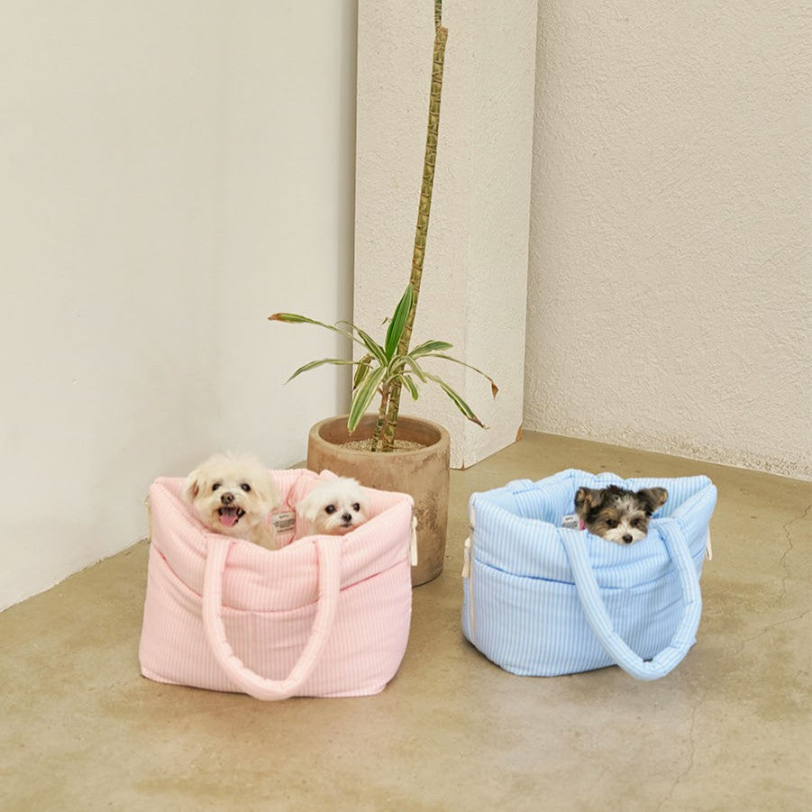 【予約】wide bag - stripe pink