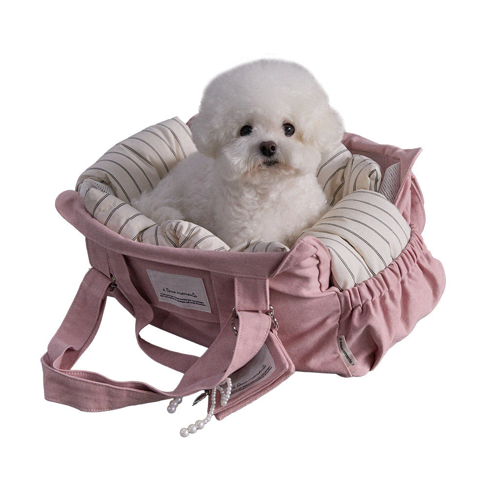 【予約】Partir Pet bag - Powder Pink(オールシーズン用クッション+ショルダーパット付属)