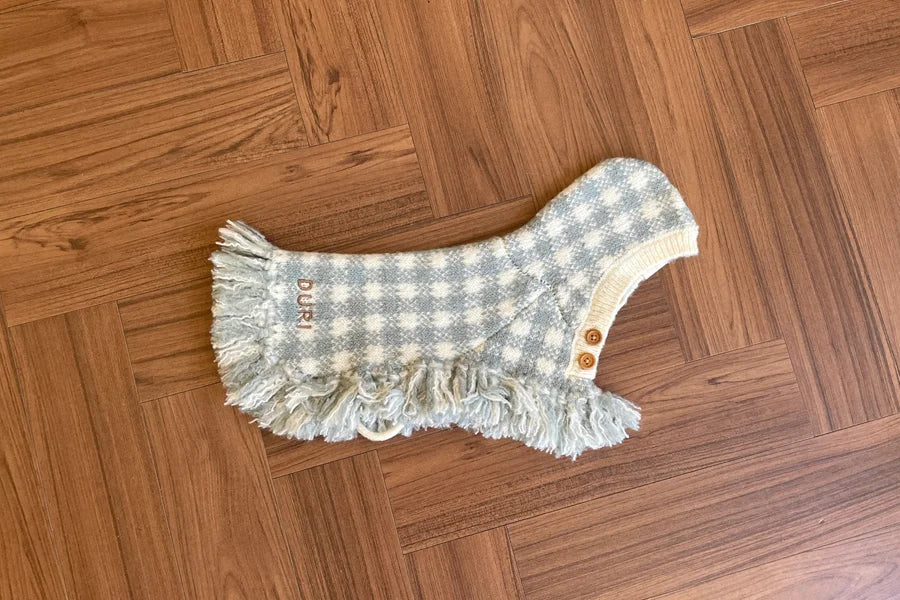 【予約】チェック ポンチョ ニット コート(ネーム刺繍可)