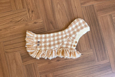 【予約】チェック ポンチョ ニット コート(※ネーム刺繍不可)