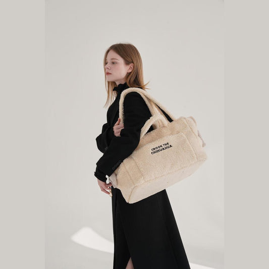 【予約】Teddy Shearing Boucle Bag(クリーム)|犬用キャリーバッグ