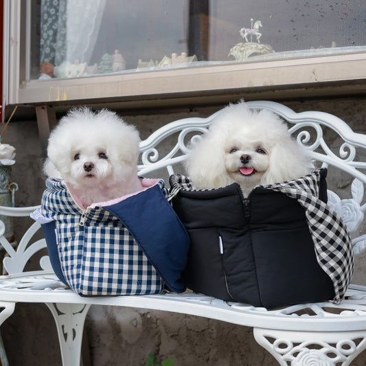 【受注生産】10th cozy check needbag|犬用キャリーバッグ・スリングバッグ
