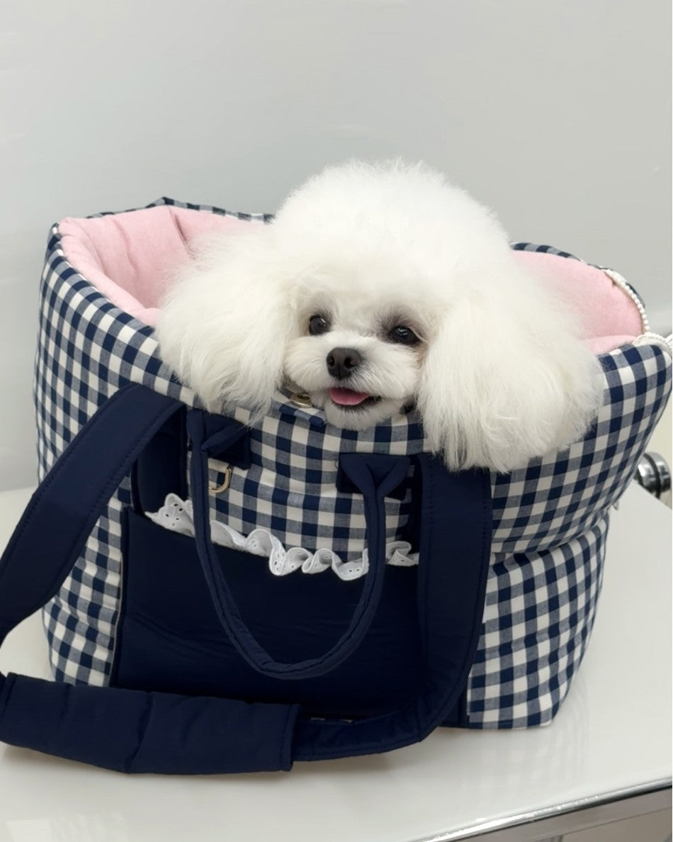 【受注生産】13th cozy check rorobag|犬用キャリーバッグ