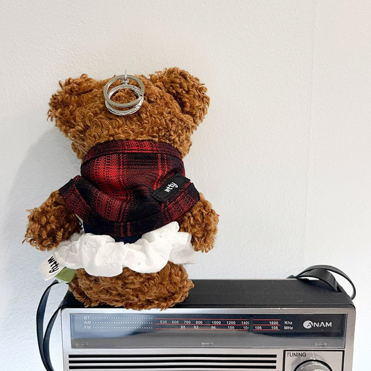 【予約】くまのぬいぐるみプープバッグキーリング(くまさん本体+衣装部分にイニシャル刻印)