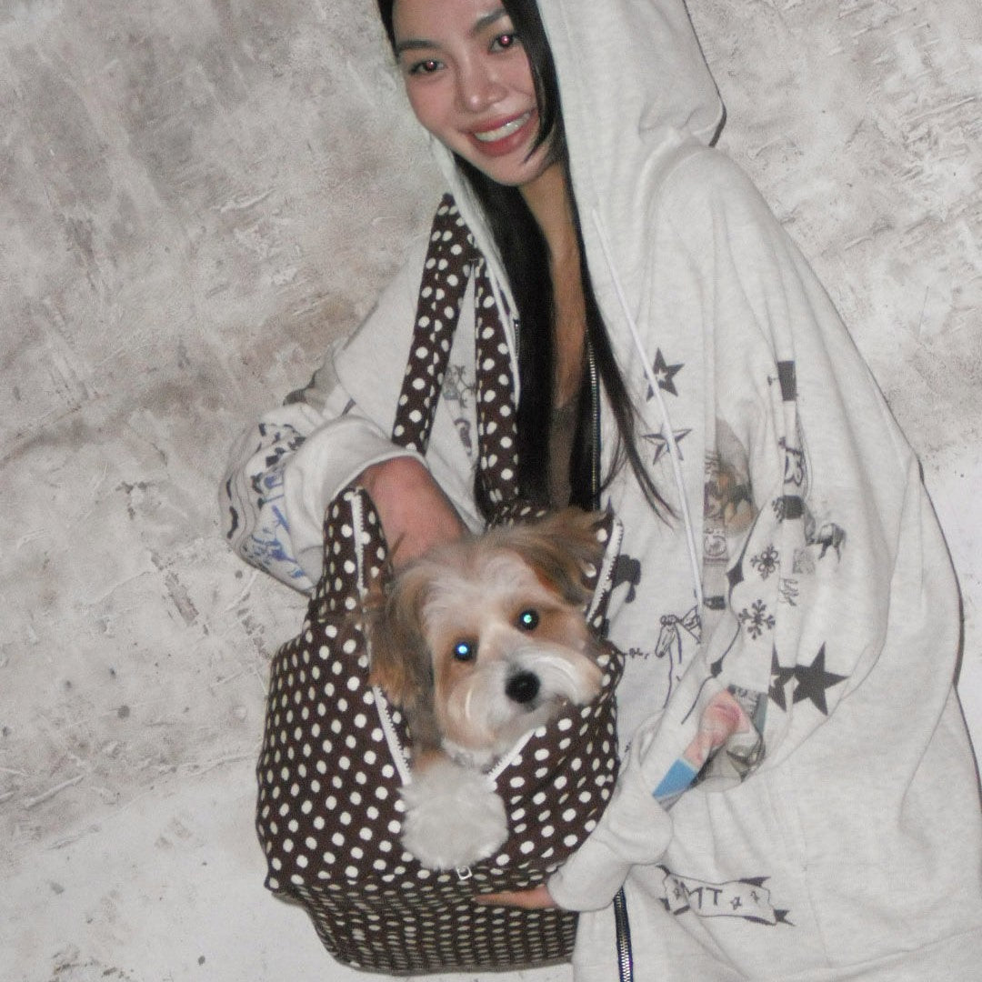 【予約】wide bag - dot brown