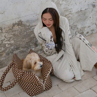 【予約】wide bag - dot brown