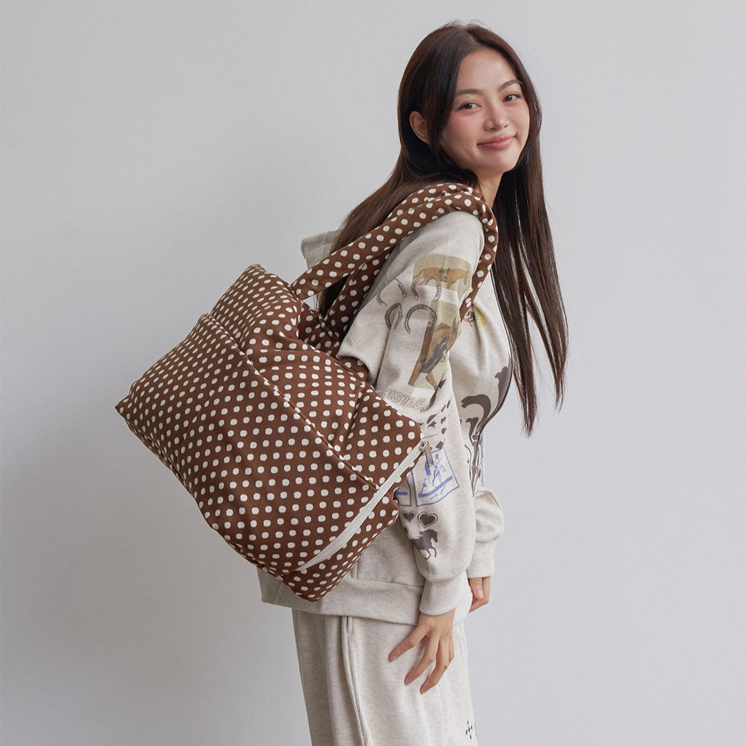【予約】wide bag - dot brown