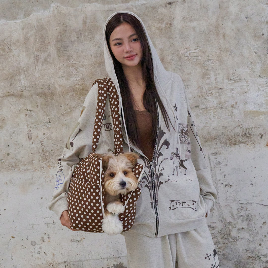 【予約】wide bag - dot brown