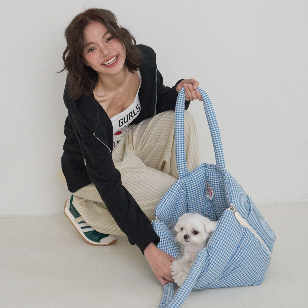 【予約】wide bag - plaid blue