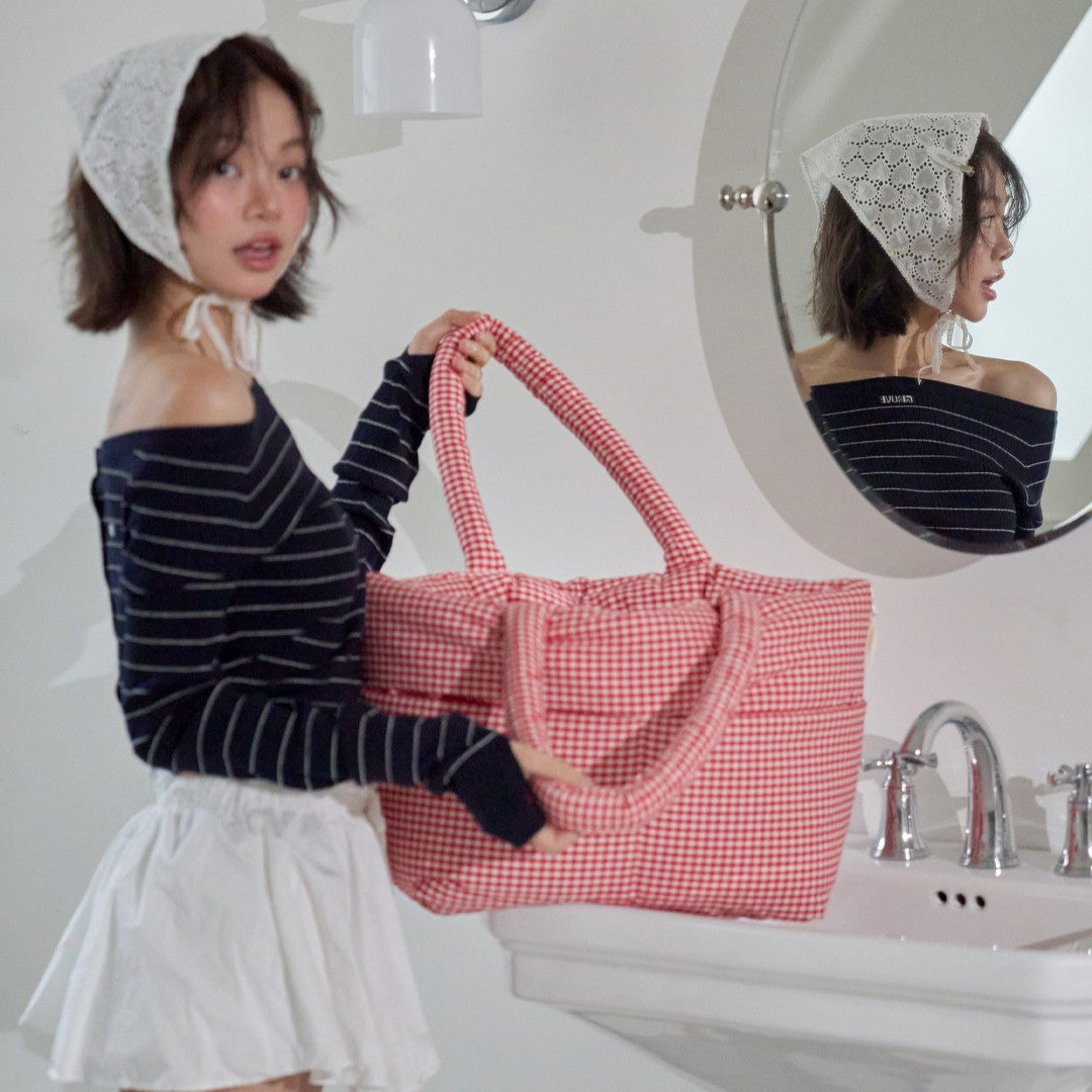 【予約】wide bag - plaid red