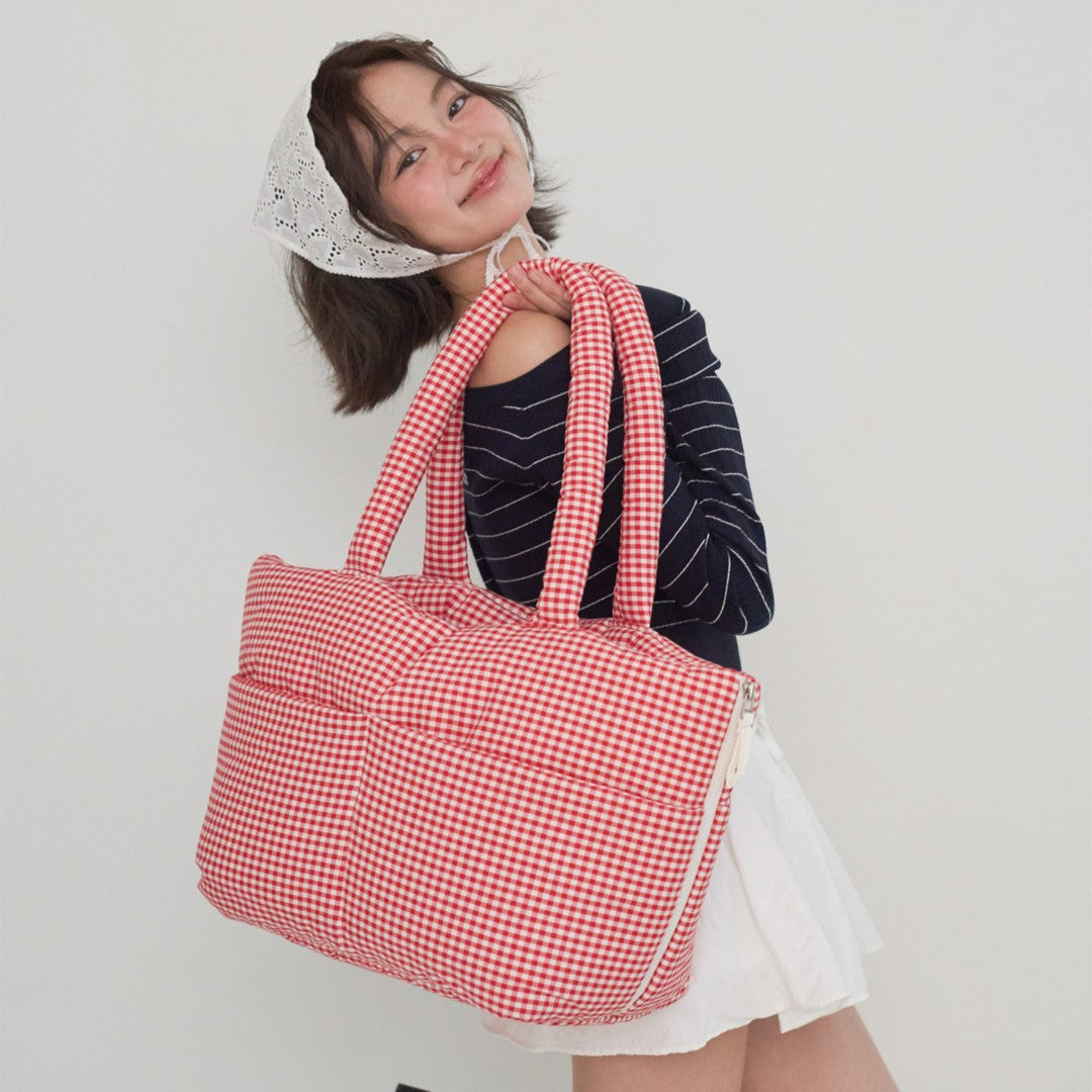 【予約】wide bag - plaid red