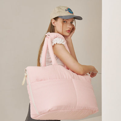 【予約】wide bag - stripe pink