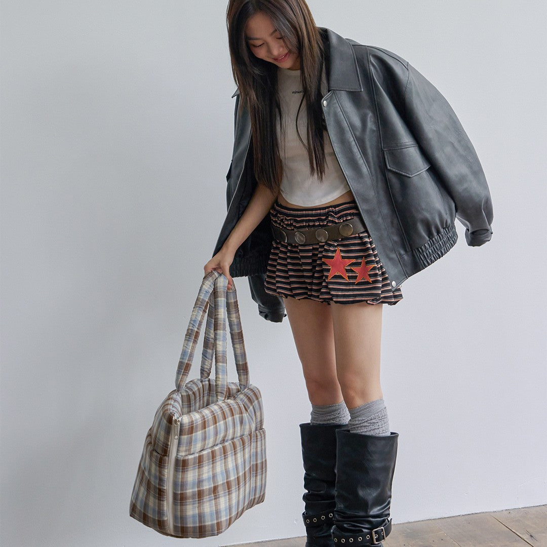 【予約】wide bag - tartan blue