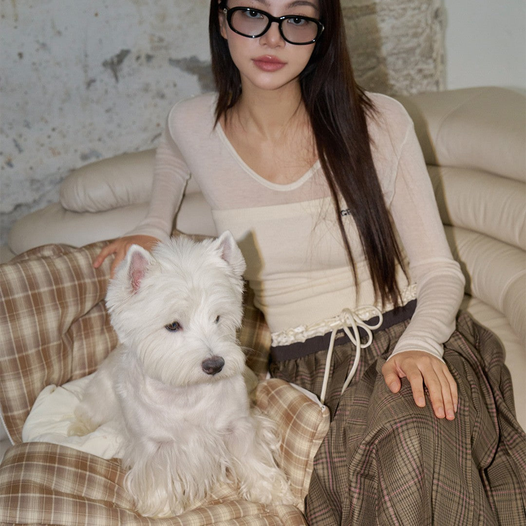 【予約】wide bag - tartan brown