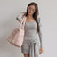 【予約】wide bag - tartan pink