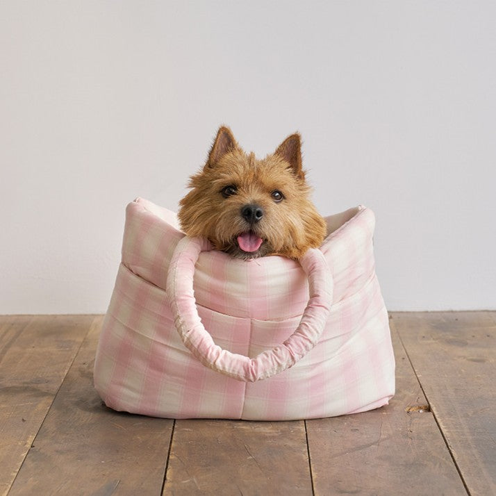 【予約】wide bag - tartan pink